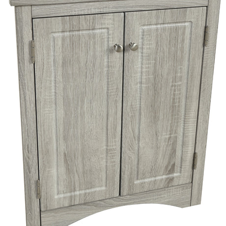 Oak Triangle Bathroom Storage Cabinet with Adjustable Shelves, Freestanding Floor Cabinet for Home Kitchen - V.I.P Digital Presence