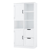 Bathroom storage cabinet with doors and drawers, multiple storage spaces, independent, open adjustable shelves, white - V.I.P Digital Presence