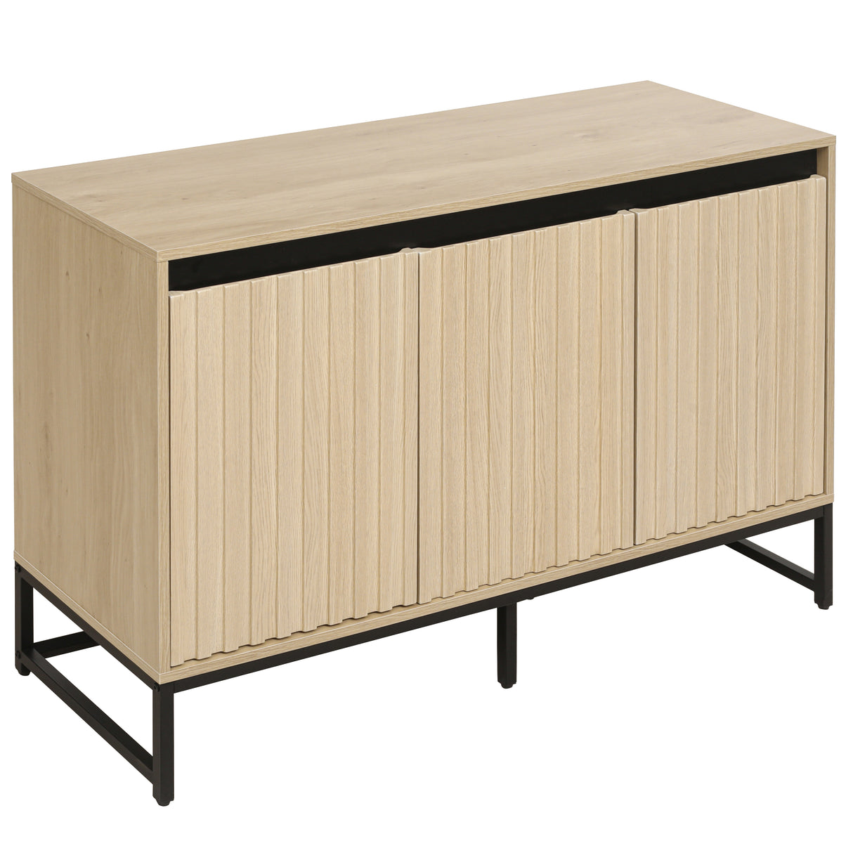 Engraved 3-door side panel with LED, self-service cabinet storage cabinet, modern coffee bar cabinet with adjustable shelf - V.I.P Digital Presence