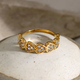 Stainless Steel Inlaid Zircon Heart Ring - V.I.P Digital Presence