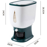 10Kg Rice Dispenser Storage Container Sealed Grain Cereal Dispenser Storage Box with Lid Measuring Cylinder - V.I.P Digital Presence