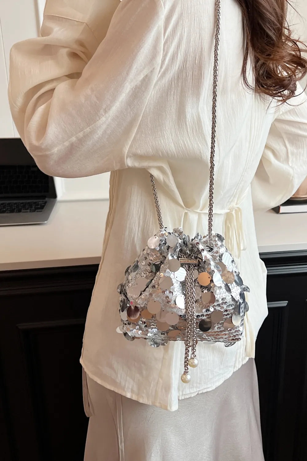 Drawstring Sequin Crossbody Bag - V.I.P Digital Presence
