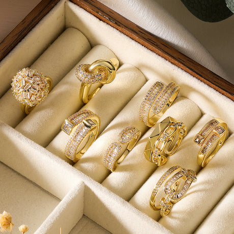 European and American luxury high-end ring for women, niche geometric opening ring, new - V.I.P Digital Presence