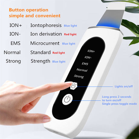 Facial Lift Deep Face Cleaning Red Blue Light Electric Dead Ultrasonic Face Sonic Skin Scrubber Spatula - V.I.P Digital Presence