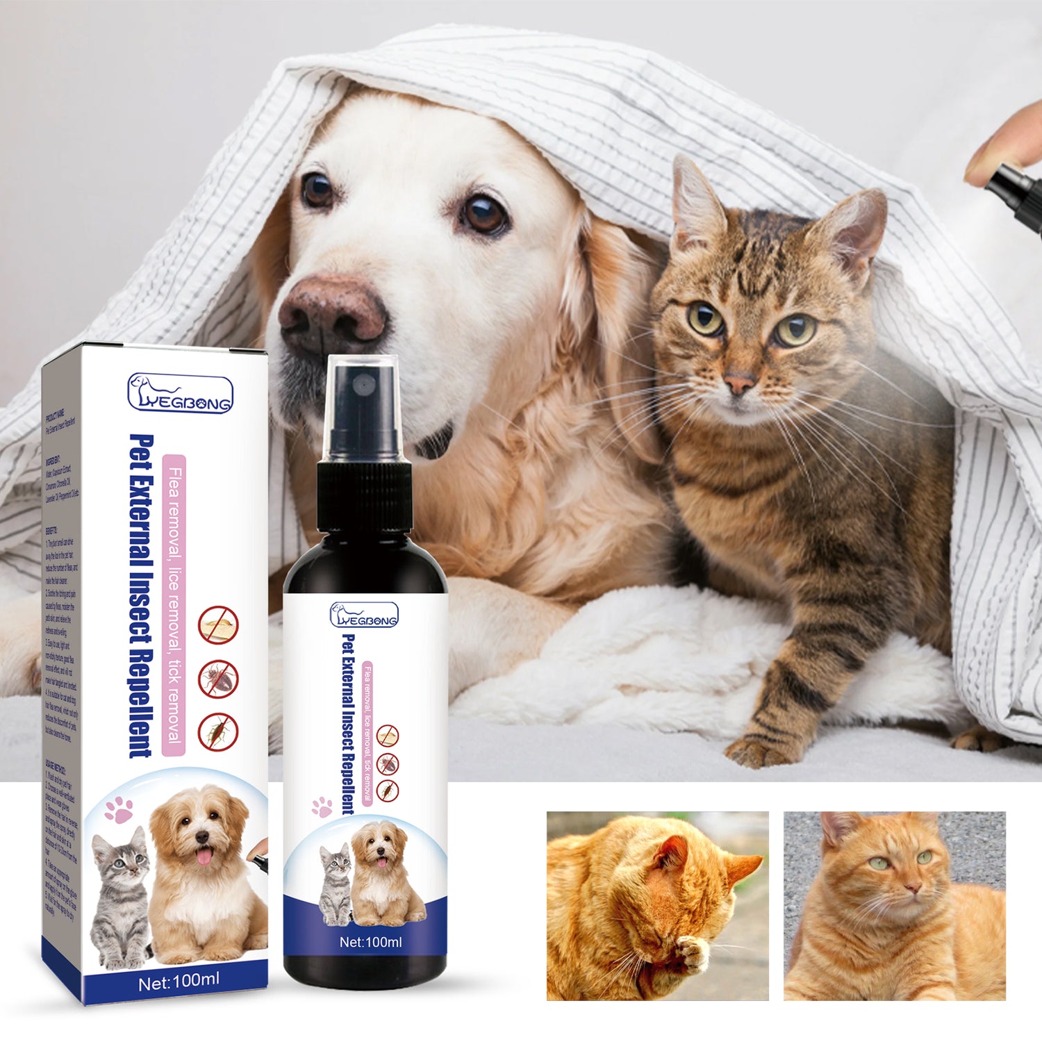 Pet Flea Spray, Cat And Dog Pet Skin Cleansing External Lice Tick Anti ...
