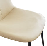 A set of 2 high back dining chairs with PU artificial leather soft cushions and metal legs, decorated with large soft cushions - V.I.P Digital Presence