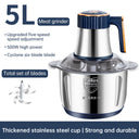 Electric Meat Grinders, 5L Food Processor, Stainless Steel Multifunctional Vegetable Slicer, Kitchen Chopper & Mixer - V.I.P Digital Presence