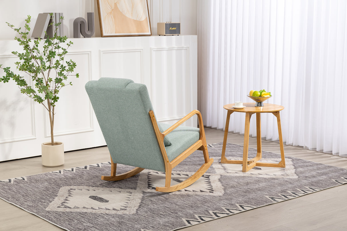 Rocking Chair Upholstered Fabric Rocking Armchair Indoor with High Backrest Glider Chairs and Lumbar Pillow for Living Room - V.I.P Digital Presence