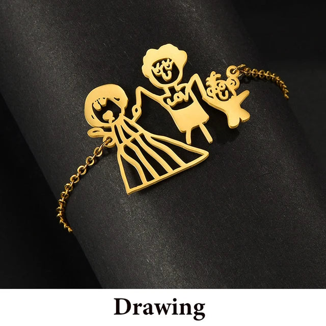 DIY Cutsom Drawing Art Necklaces Personalized Stainless Steel Kids Artwork Logol Pendant Jewelry Gifts for Family Children - V.I.P Digital Presence