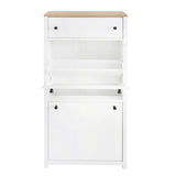 ONTREND ultra-thin shoe cabinet set with 4 flip drawers and adjustable panel top shoe rack, white - V.I.P Digital Presence