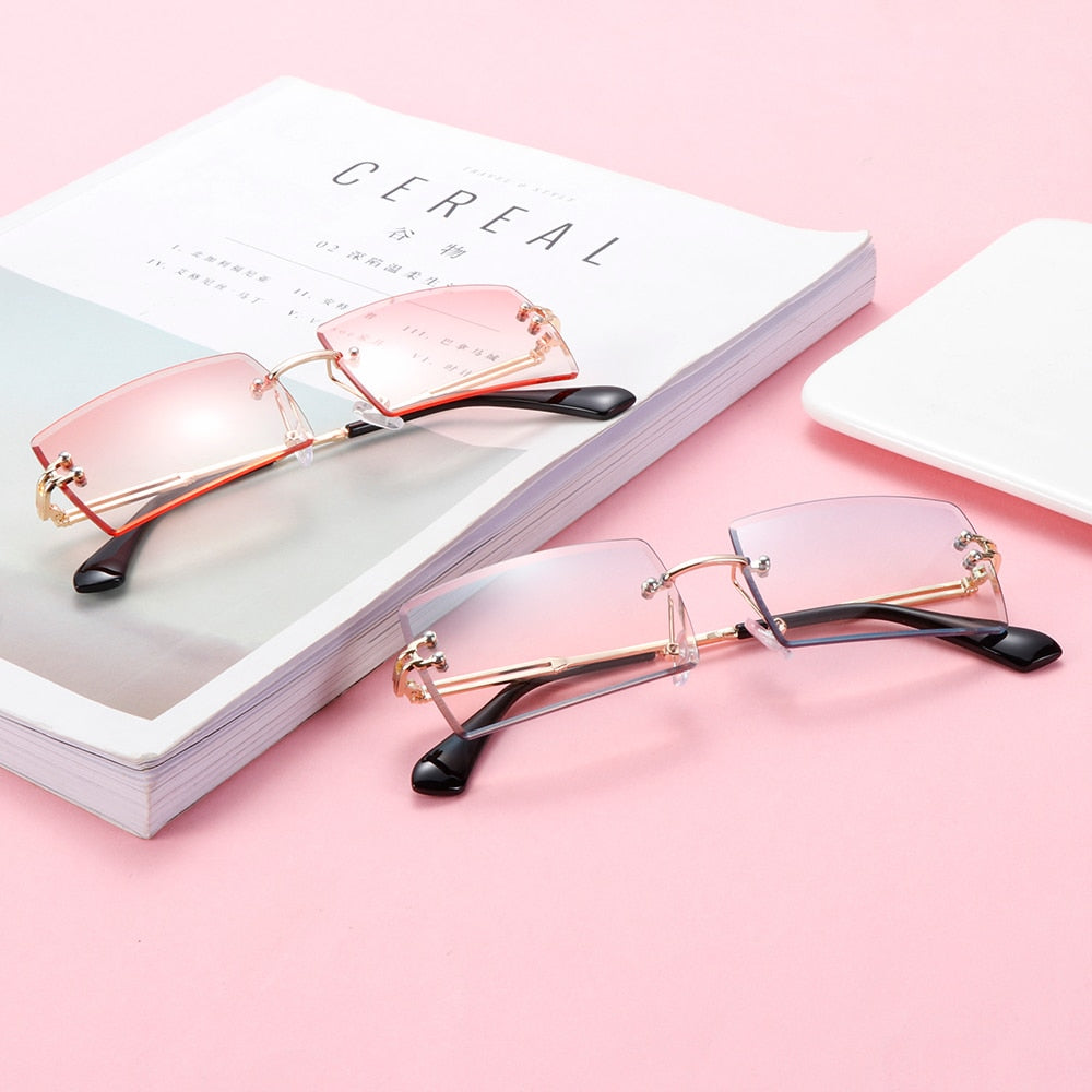 Trendy Men Women Summer Rimless Sunglasses Fashion Small Rectangle Sun Glasses Traveling Style UV400 Shades Eyewear - V.I.P Digital Presence