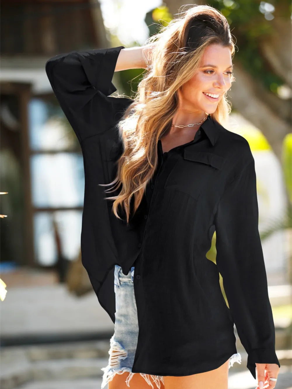 Pocketed Dropped Shoulder Cover Up - V.I.P Digital Presence