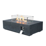 52 Inch Outdoor Concrete Propane gas rectangle Fire Pit table in Dark Gray color - V.I.P Digital Presence