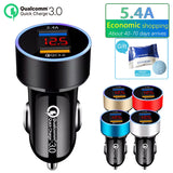 QC3.0+2.4A Dual USB Car Charger LCD Display 12-24V Cigarette Socket Lighter Fast Charger Power Auto USB Adapter Upgraded - V.I.P Digital Presence