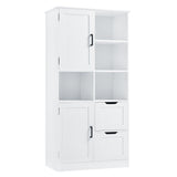 Bathroom storage cabinet with doors and drawers, multiple storage spaces, independent, open adjustable shelves, white - V.I.P Digital Presence