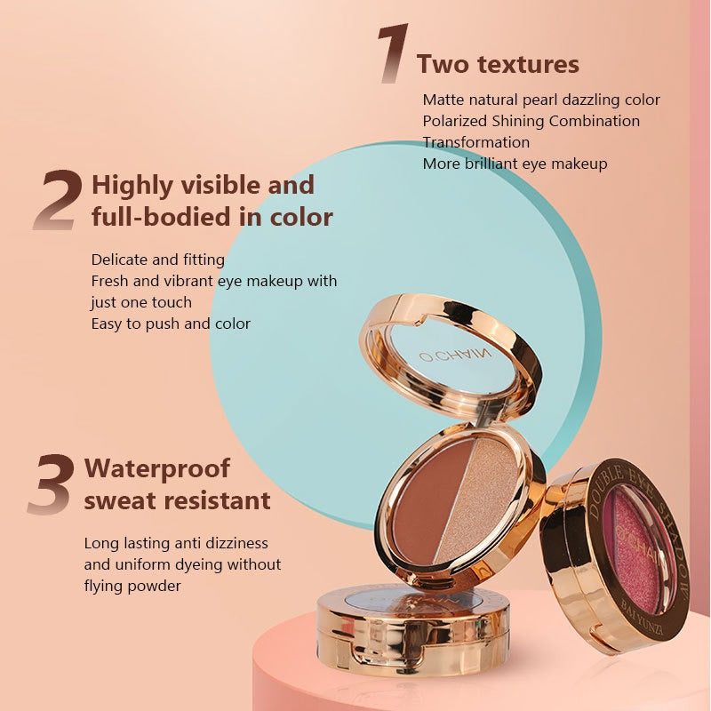 O'CHAINPearlescent two-color eyeshadow matte lipstick does not fade, non-sticky cup powdery delicate eyeshadow palette - V.I.P Digital Presence