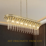 Modern Champagne Gold Kitchen Island Light - Oval Crystal ceiling chandelier - V.I.P Digital Presence