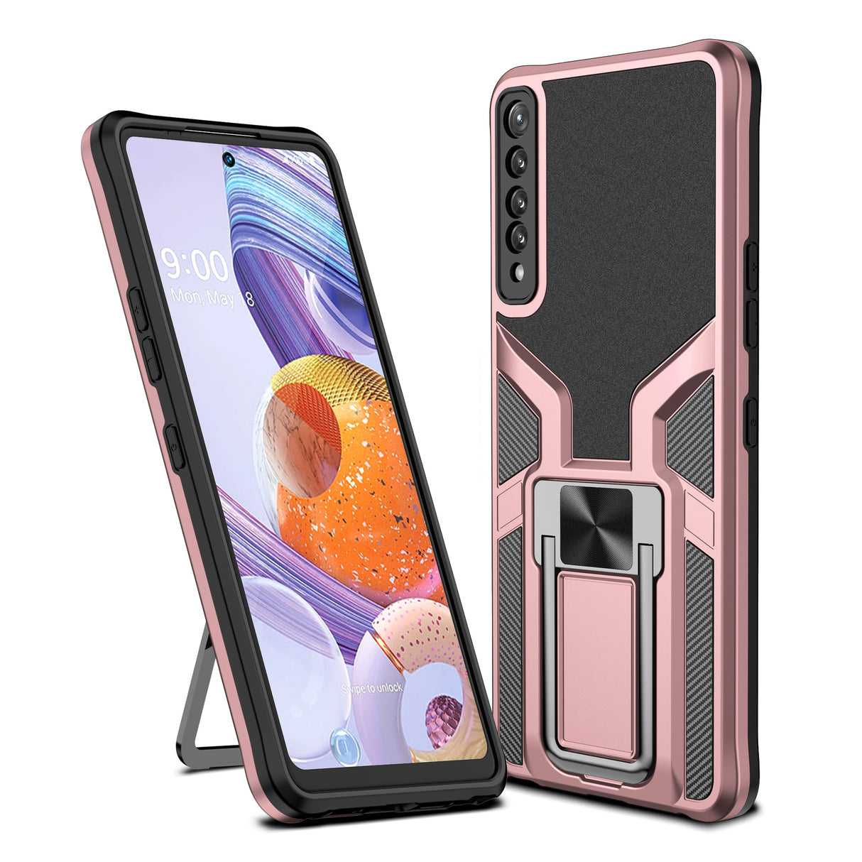Adecuado para LGSTYLO7 Funda protectora para teléfono móvil LGSTYLO7 Funda magnética con soporte creativo para coche 
