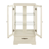 Light colored glass cabinet Curio display cabinet with adjustable glass frame, 2 doors and 1 drawer, including white light bulbs - V.I.P Digital Presence