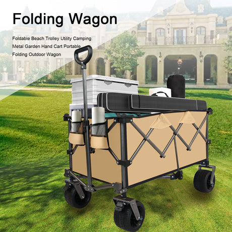 Collapsible Folding Wagon Push Pull Foldable Beach Wagon Cart - V.I.P Digital Presence
