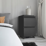 Metal 2 drawer mobile file cabinet with lock, 25.6-inch high legal/letter size file storage cabinet  black - V.I.P Digital Presence