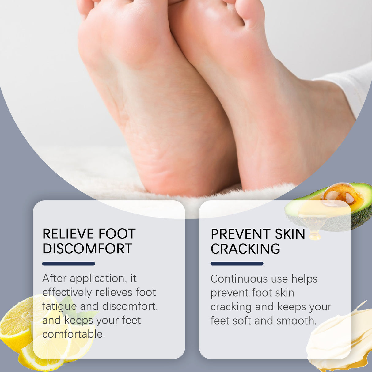 Crema nutritiva para pies, hidratante y calmante para pies secos y reparadores.