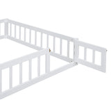 Wooden Full Size Children's Bed with Detachable Headboard and Integrated Clothes Drying Rack, White - V.I.P Digital Presence