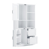 Bathroom storage cabinet with doors and drawers, multiple storage spaces, independent, open adjustable shelves, white - V.I.P Digital Presence