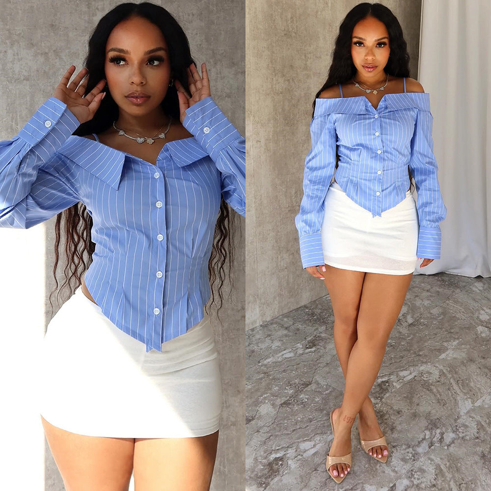 Off-the-Shoulder Waist-Cinching Slimming Top - V.I.P Digital Presence