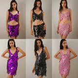 exy suspender hollow sequin skirt, nightclub trendy women's thin half skirt, body chain - V.I.P Digital Presence