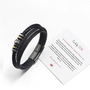 Stainless steel multi-layer woven bracelet men's titanium steel fashionable leather bracelet engraved gift - V.I.P Digital Presence
