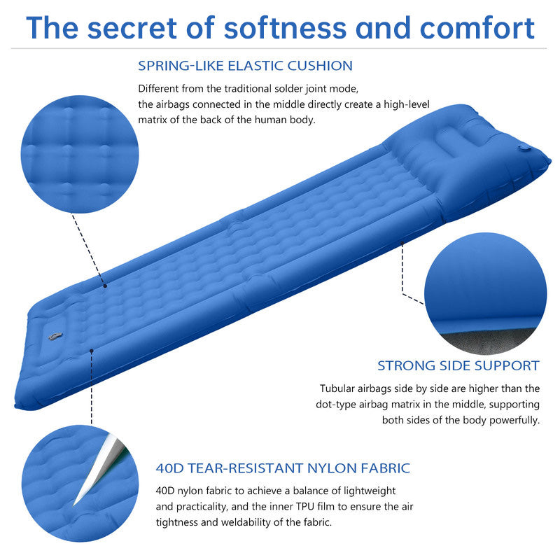 Outdoor thicken self-inflating camping mattress: ultralight, with built-in pump, ideal for travel, hiking, fishing. - V.I.P Digital Presence