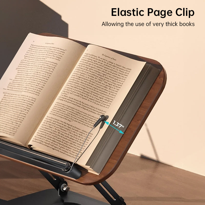 Adjustable 360° Rotating Book Stand with Elastic Clips, for Cookbooks, Laptops & More - V.I.P Digital Presence