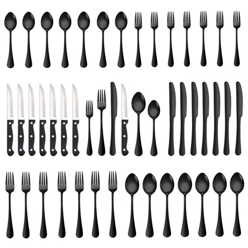 Stainless Steel Cutlery 48 Pcs Set Western Steak Knife Dinner Knife Main Dish Spoon Fork Dessert Spoon Set - V.I.P Digital Presence