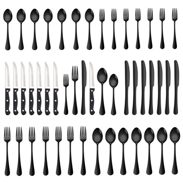Stainless Steel Cutlery 48 Pcs Set Western Steak Knife Dinner Knife Main Dish Spoon Fork Dessert Spoon Set - V.I.P Digital Presence
