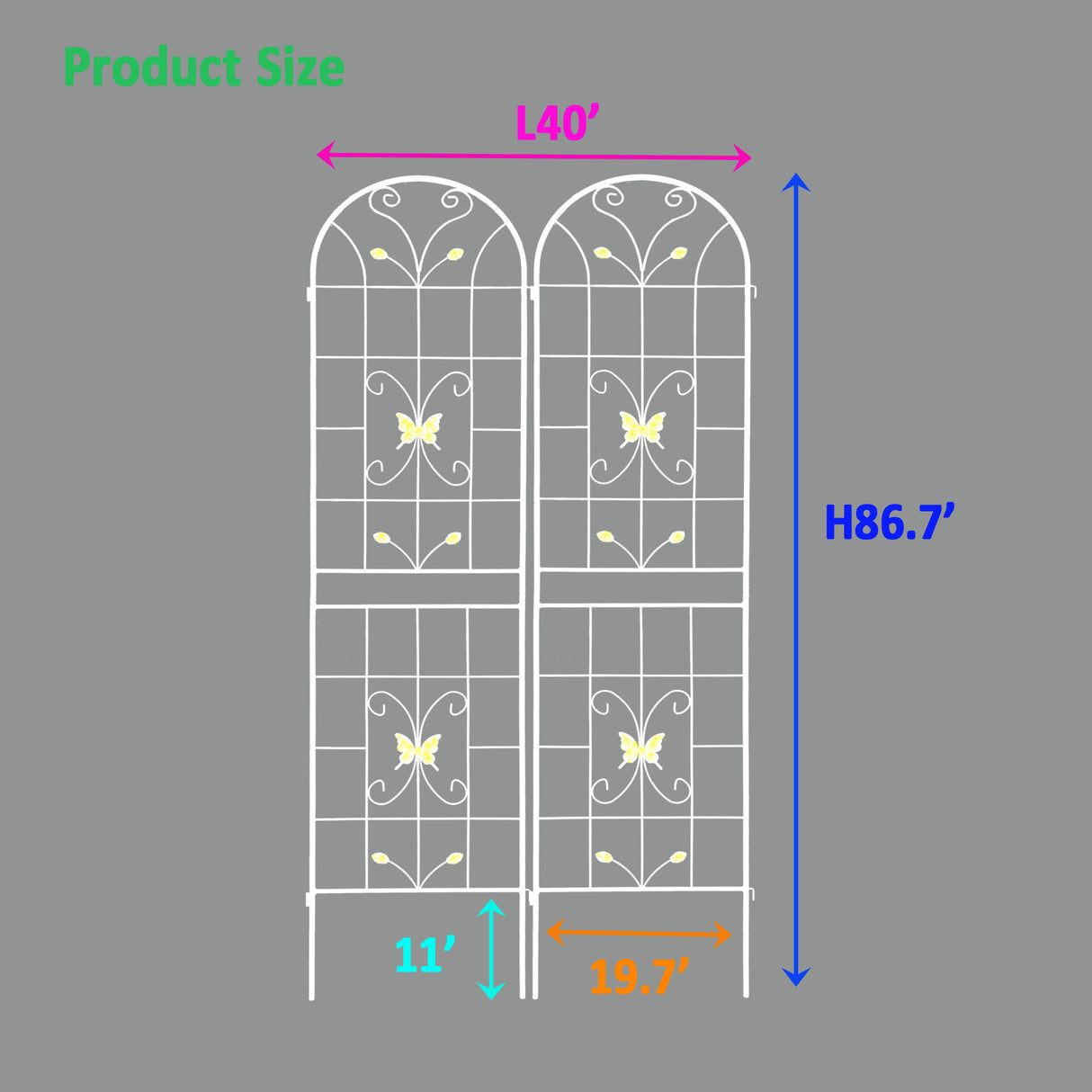 2 Pack Metal Garden Trellis 86.7" x 19.7" Rustproof Trellis for Climbing Plants Outdoor Flower Support Cream White - V.I.P Digital Presence