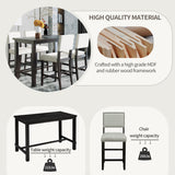 TREXM 5-Piece Counter Height Dining Set, Classic Elegant Table and 4 Chairs in Espresso and Beige - V.I.P Digital Presence