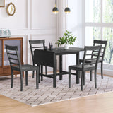 TOPMAX 5-piece square wooden pendant light expandable dining table set with 4 ladder back chairs  Gray - V.I.P Digital Presence