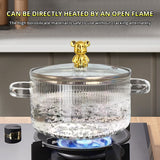 Small Bear Soup Bowl, Large Household New High Beauty Salad Bowl, Instant Noodle Bowl with Cover, Double Ear Glass Pot - V.I.P Digital Presence