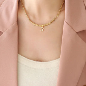 Brass Inlaid Zircon Letter Pendant Necklace - V.I.P Digital Presence