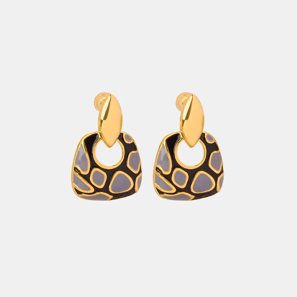 Geometric glazed enamel leopard print earrings fashionable and elegant accessories - V.I.P Digital Presence