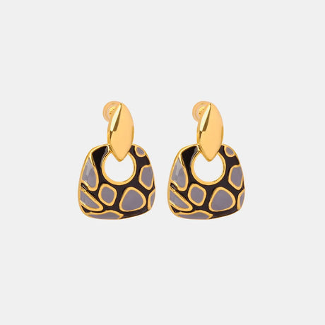 Geometric glazed enamel leopard print earrings fashionable and elegant accessories - V.I.P Digital Presence