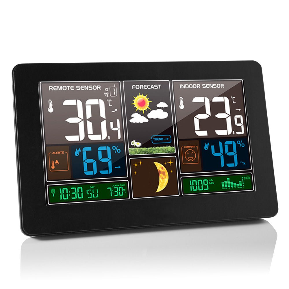 Color screen weather clock 3378 weather forecast clock radio wave indoor and outdoor temperature LED electronic clock - V.I.P Digital Presence