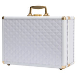 Portable makeup case, travel makeup bag with LED mirror, locked makeup storage box, brush holder, divider, rechargeable, white - V.I.P Digital Presence