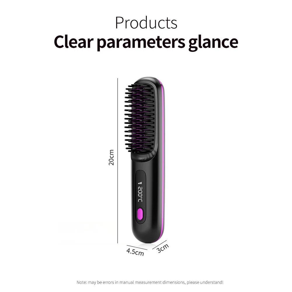 LCD wireless straightening comb rechargeable ceramic electric comb straightener portable negative ion non damaging heating comb - V.I.P Digital Presence