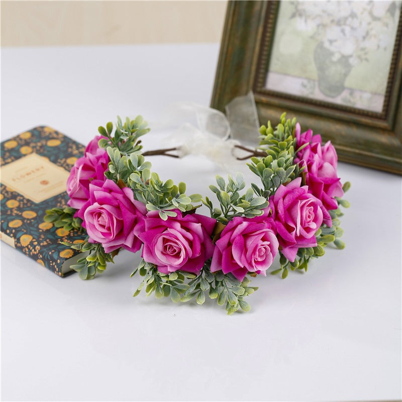 Handmade flower wreaths seaside vacation wedding accessories velvet adjustable hair accessories - V.I.P Digital Presence