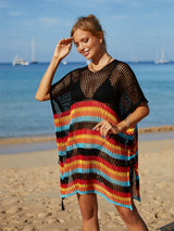 Cutout Striped Cover-Up with Tassel - V.I.P Digital Presence