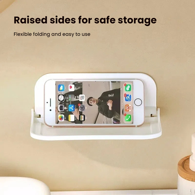 New Foldable Punch - Free Wall - mounted Plastic Floating Shelf for Bathroom and Toilet, Ideal for Towel and Clothes Storage - V.I.P Digital Presence