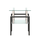 1-Piece Modern Tempered Glass Tea Table Coffee Table End Table, Square Table for Living Room, Transparent/Black - V.I.P Digital Presence