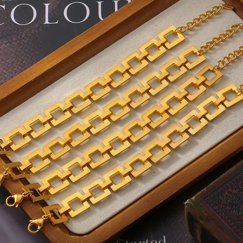 Titanium Steel Hollow Square Chain Bracelet - V.I.P Digital Presence